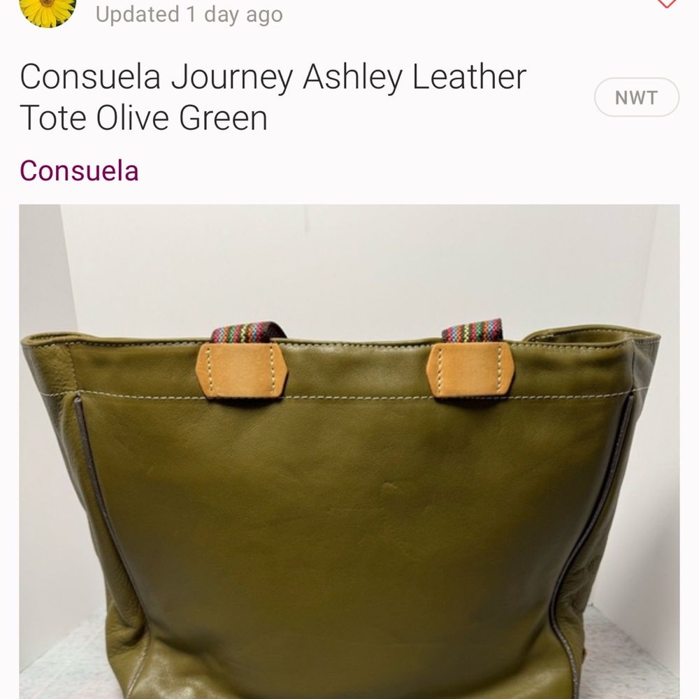Consuela Journey Ashley Olive Leather Tote with Colorful Straps